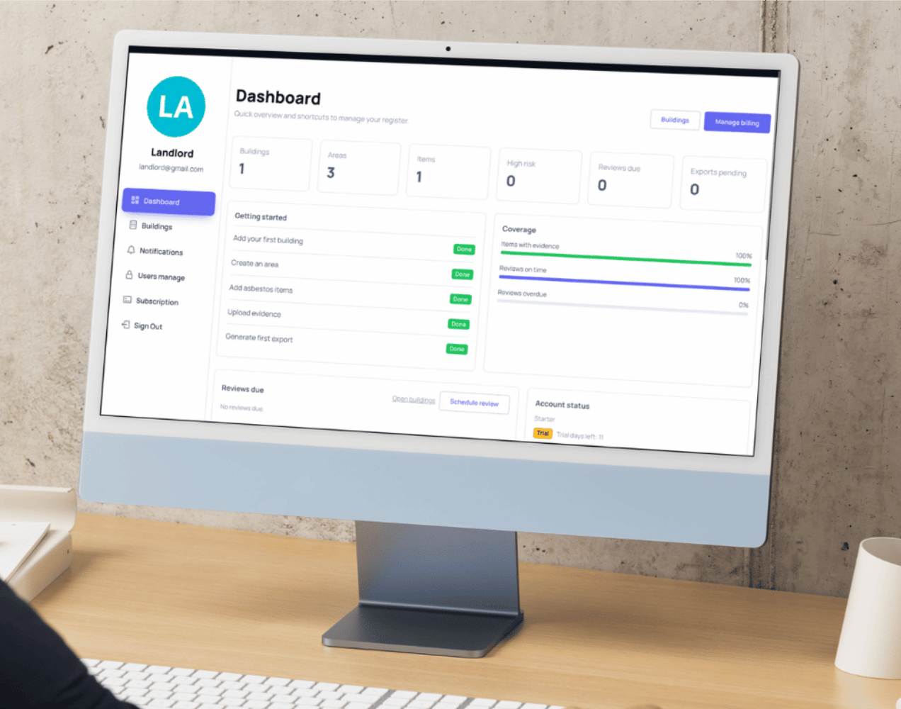 Asbestos Register dashboard preview
